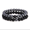 TCC™ Natural Hematite & Volcanic Lava Stone Pair Bracelet For Willpower & Protection